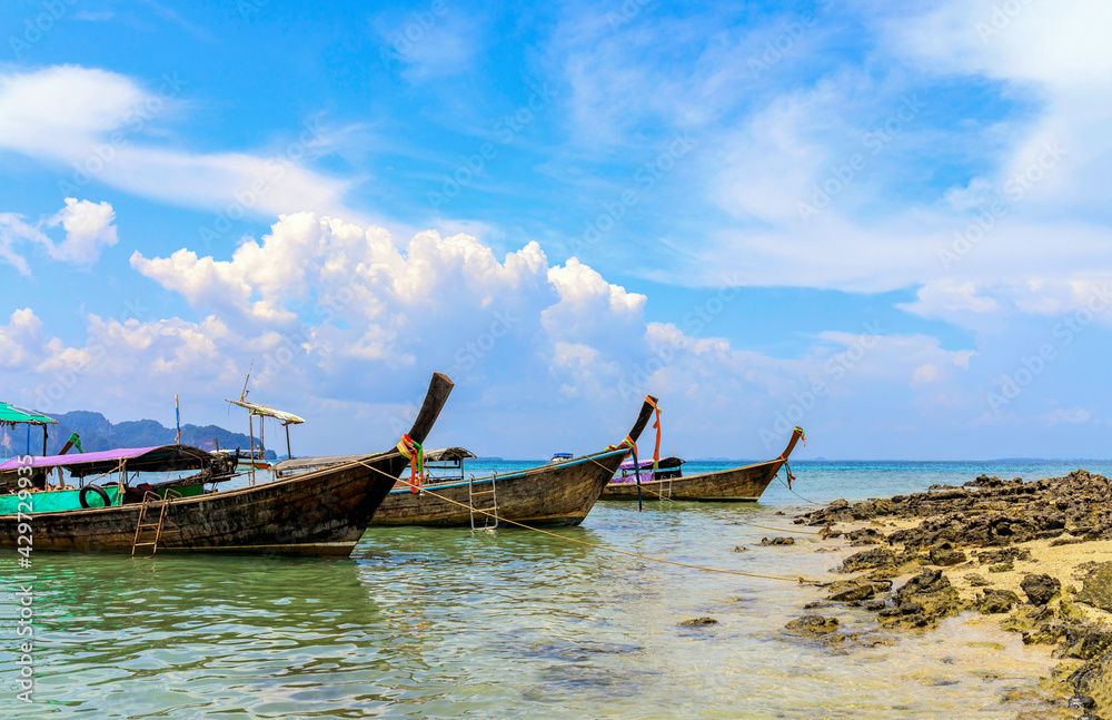 Local boat and cloud sky in a Phang-nga bay national park Thailand Local boat and cloud sky in a Phang-nga bay national park Thailand