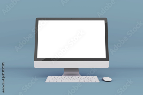 Tablou pe pânză Realistic 3D Rendering desktop screen mockup design template