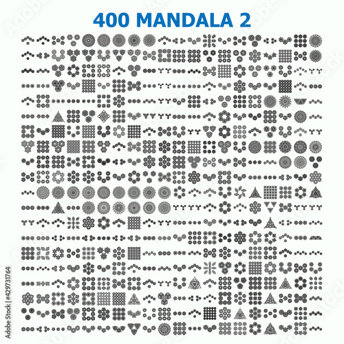 Mandala tattoo ornamental ethnic pack collection set. Floral art design vector.