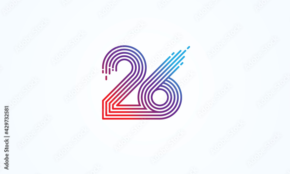 26 Number Logo, number 26 monogram line style, usable for anniversary,  business and tech logos, flat design logo template, vector illustration  Stock Vector | Adobe Stock