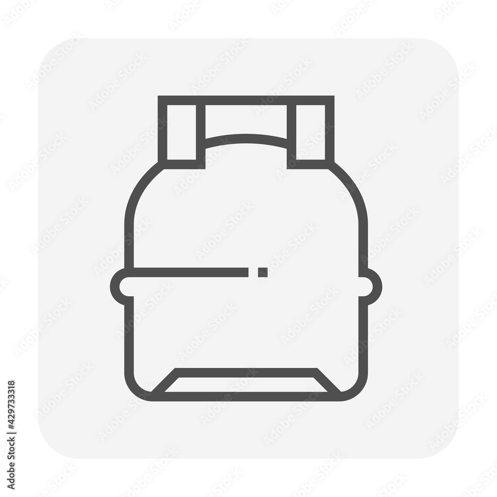 LPG gas tank, gas cylinder vector icon. Also called bottle, canister. Refill pressure vessel or container for storage natural gas, propane, butane at high pressure for cooking. Editable line stroke. LPG gas tank, gas cylinder vector icon. Also called bottle, canister. Refill pressure vessel or container for storage natural gas, propane, butane at high pressure for cooking. Editable line stroke.