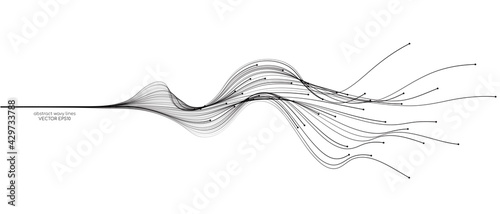 Obraz na plátně Vector abstract wavy lines flowing dynamic isolated on white background for conc