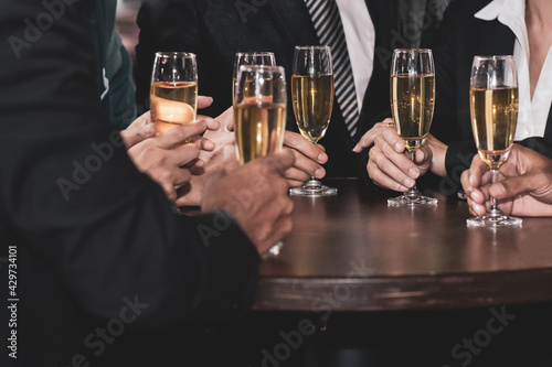 Group People drink in party not keep social distancing to risk coronavirus covid19