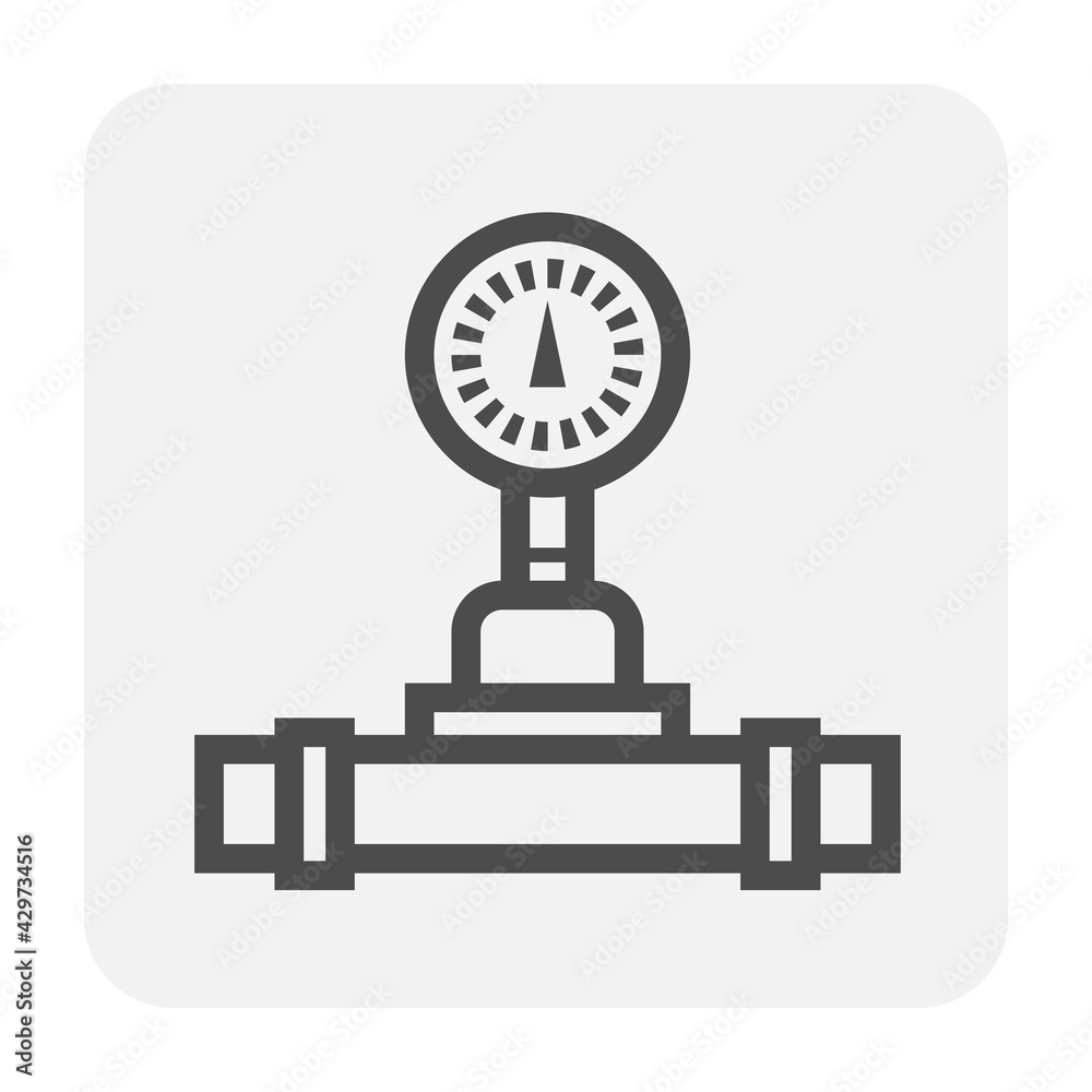 Pressure gauge vector icon. May called manometer, meter or vacuum gauge. Industrial measuring equipment tool for measurement pressure of water, air, steam and oil gas fuel in pipe or pipeline system. Pressure gauge vector icon. May called manometer, meter or vacuum gauge. Industrial measuring equipment tool for measurement pressure of water, air, steam and oil gas fuel in pipe or pipeline system.