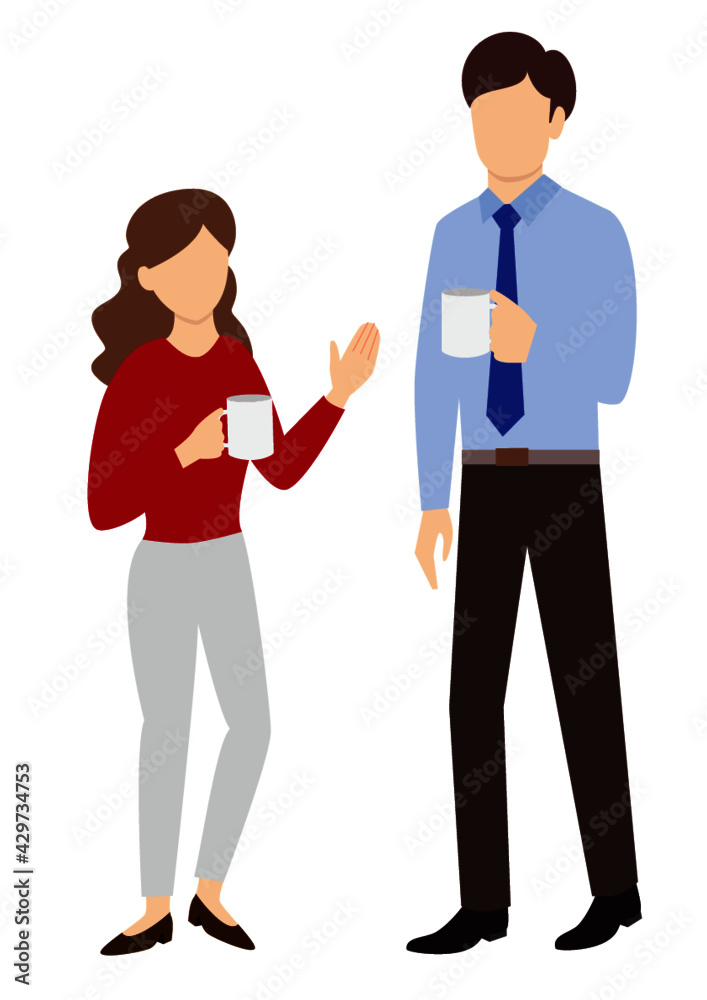 休憩時間にコーヒーを飲む女性と男性