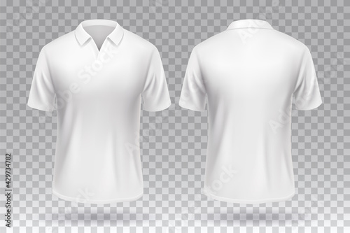 White blank T-shirt front and back template mockup design isolated.