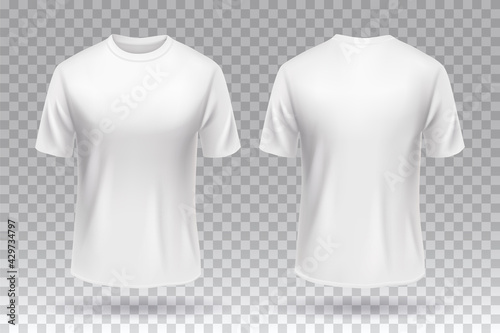 Photo White blank T-shirt front and back template mockup design isolated