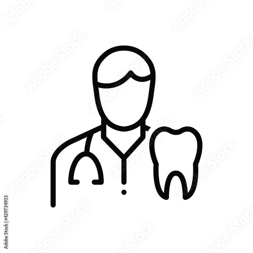 Black line icon for dentists