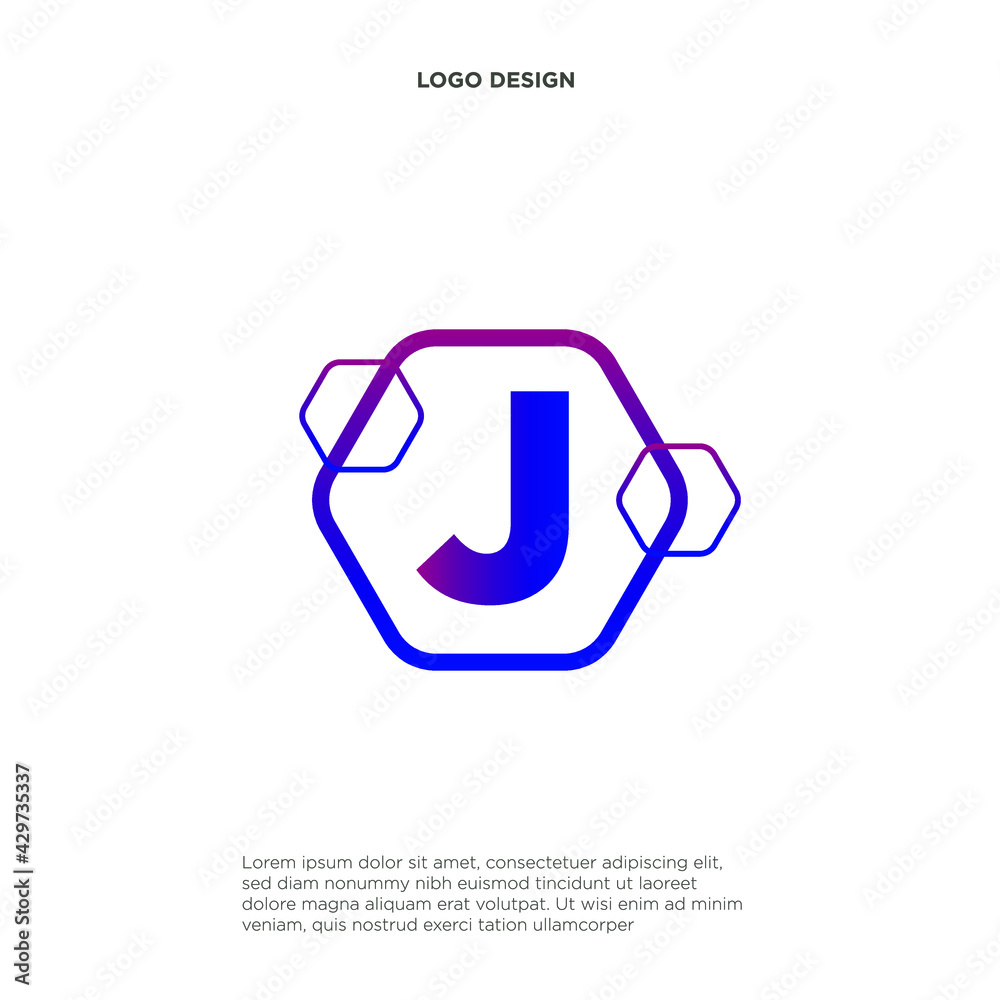 Letter J hexagon icon vector design.
