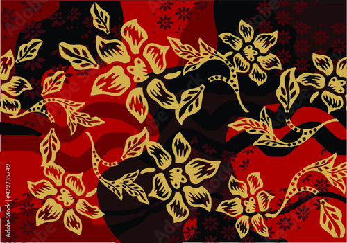 Batik Indonesian: is a technique of wax-resist dyeing applied to whole cloth, or cloth made using this technique originated from Indonesia. EPS 10