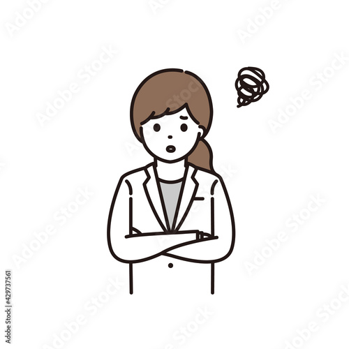 腕組みをする女性薬剤師のイラスト