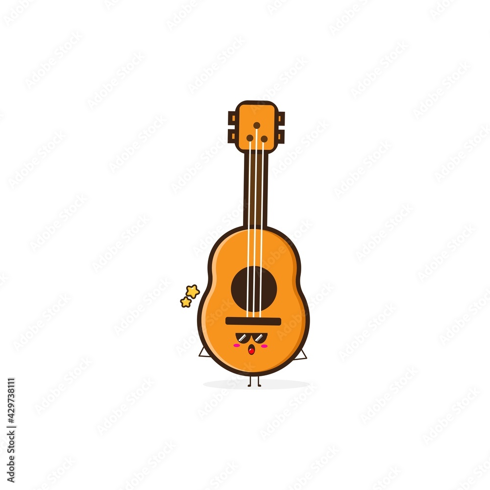 Guitar cool cute character illustration