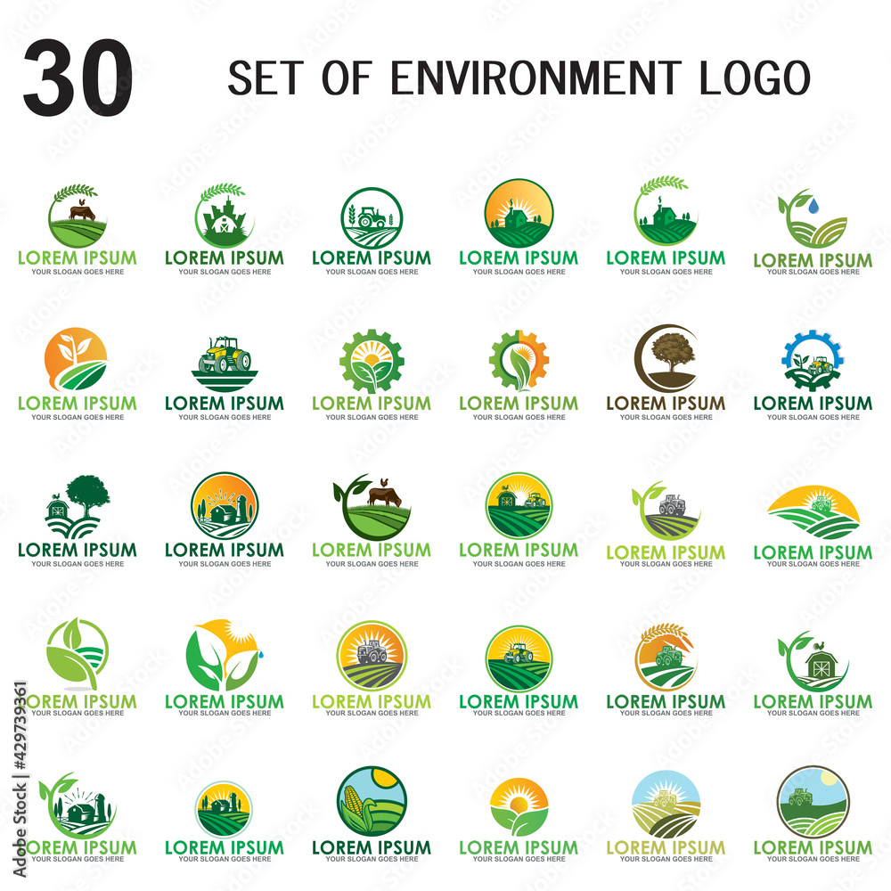 set of farm vector , set of agriculture logo set of farm vector , set of agriculture logo