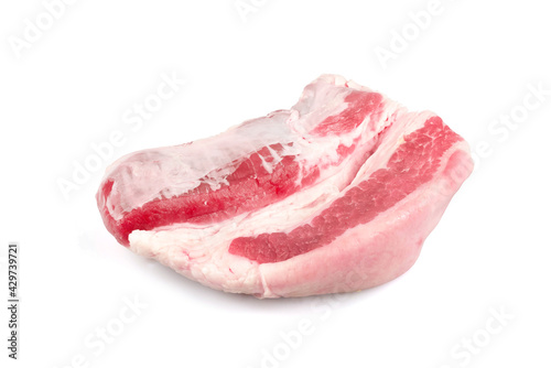 Raw Pork belly, isolated on white background