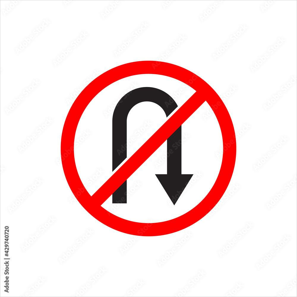 No U-Turn sign, Forbidden turn back icon No U Turn sign for traffic symbol outline icon. Privet road Symbol, logo illustration for mobile concept and web design. No U-Turn sign, Forbidden turn back icon No U Turn sign for traffic symbol outline icon. Privet road Symbol, logo illustration for mobile concept and web design.