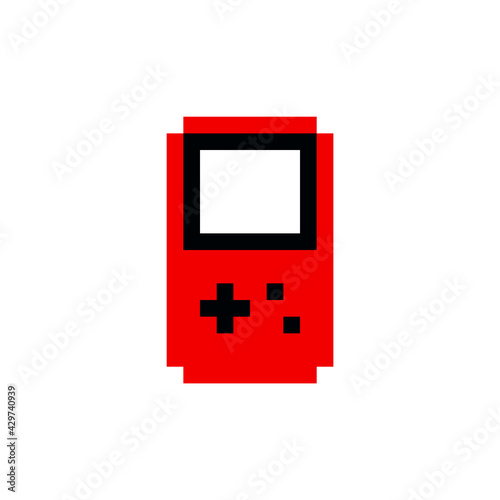 Retro Hand Held Video Game Console 8bit Pixel Art