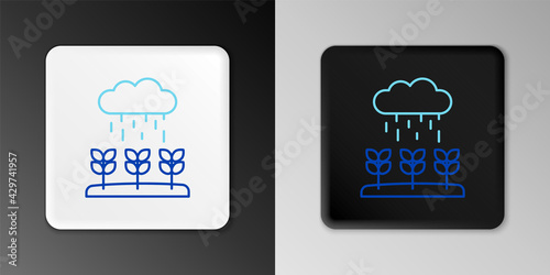 Line Plant sprouts grow in the rain icon isolated on grey background. Seedling concept. Colorful outline concept. Vector