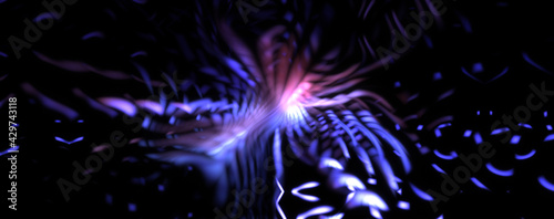 Light particle trails. Light explosion star with glowing particles and lines. Beautiful moving abstract rays background.