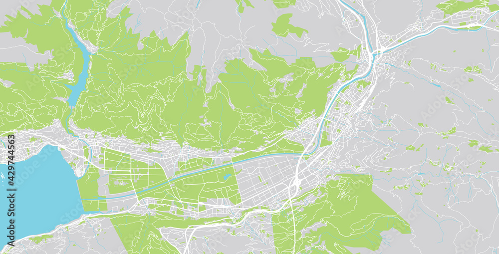 Urban vector city map of Bellinzona, Switzerland, Europe