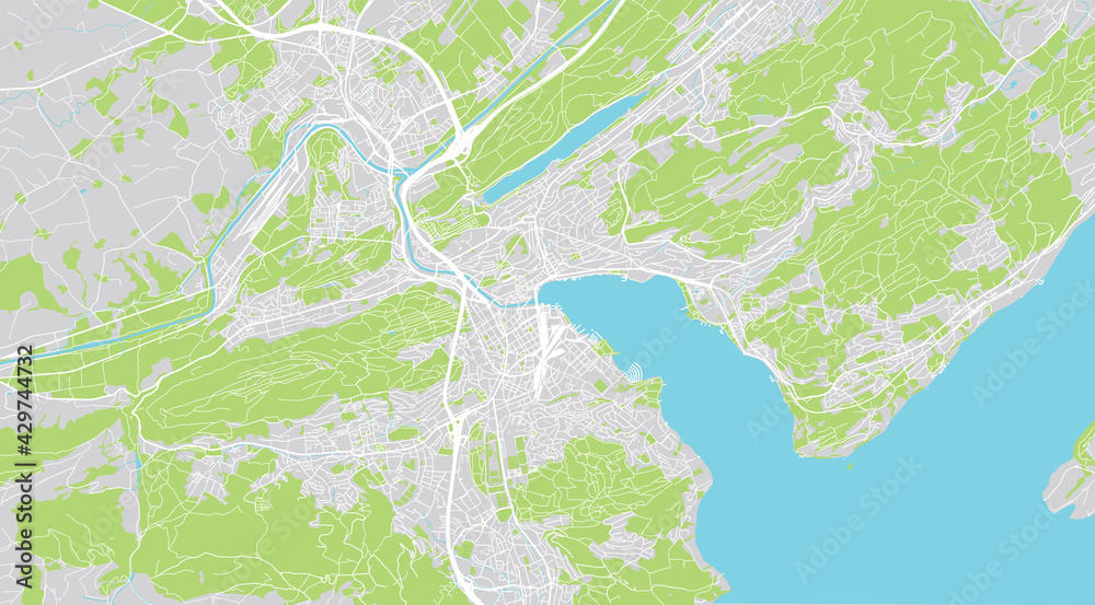 Obraz premium Urban vector city map of Lucerne, Switzerland, Europe