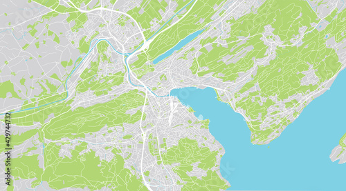 Urban vector city map of Lucerne, Switzerland, Europe