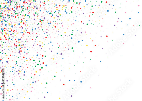Multicolored Confetti Random Illustration. Round Paint Background. Orange Border Dot. Blue Fiesta Circle Texture.