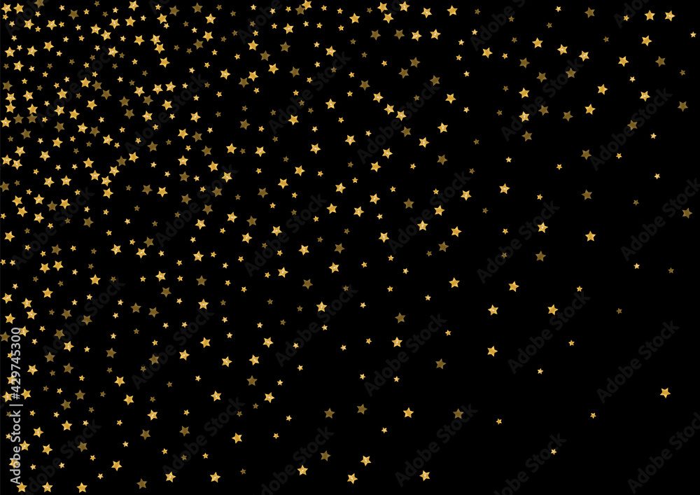 Gold Birthday Sequin Pattern. Shimmer Confetti Background. Golden Star Glitz Illustration. Night Spark Texture. Gradient Glamor Design