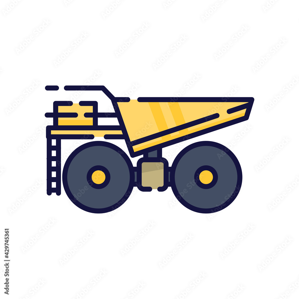 Illustration of the mining truck. Filled-outline icon of the mining truck Illustration of the mining truck. Filled-outline icon of the mining truck