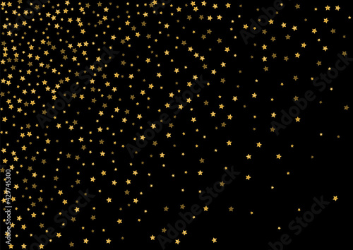 Gold Birthday Sequin Pattern. Shimmer Confetti Background. Golden Star Glitz Illustration. Night Spark Texture. Gradient Glamor Design
