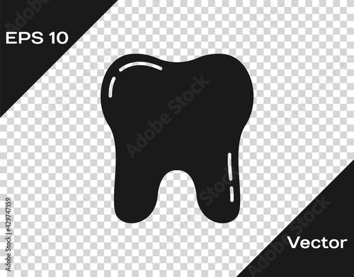 Black Tooth icon isolated on transparent background. Tooth symbol for dentistry clinic or dentist medical center and toothpaste package. Vector