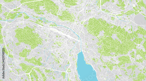 Urban vector city map of Zurich Far away, Switzerland, Europe