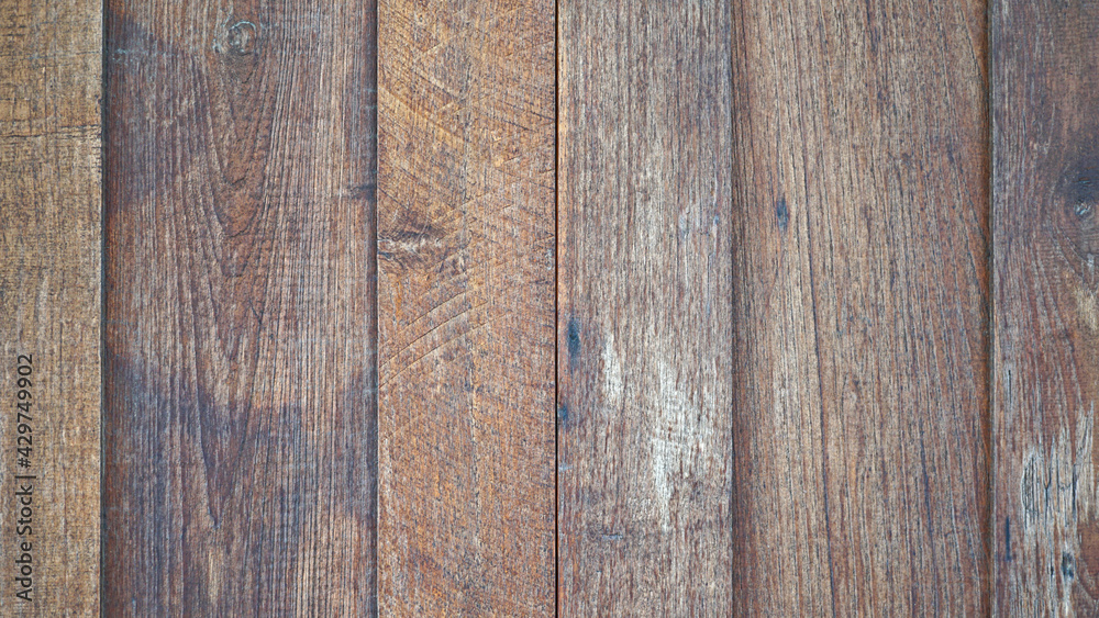 Naklejka premium Texture of the wooden wall, Surface grunge of wood board plank, Vertical lines pattern background