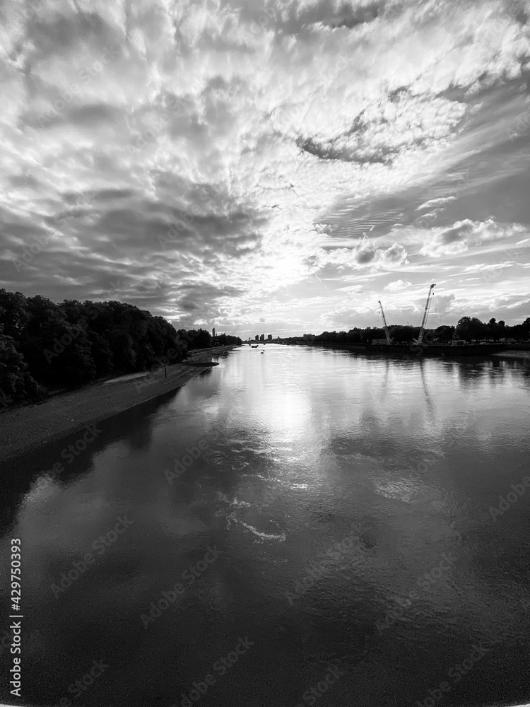 Fototapeta premium Black and White River Landscape