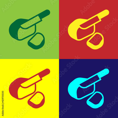 Pop art Canadian peameal bacon icon isolated on color background. Vector