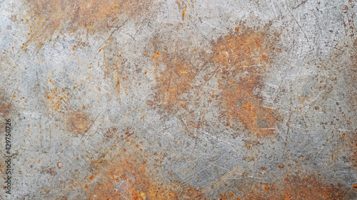 Rusted on surface of the old iron, Deterioration of the steel, Decay and grunge Texture background 