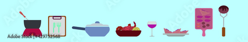 set of fondue cartoon icon design template with various models. vector illustration isolated on blue background