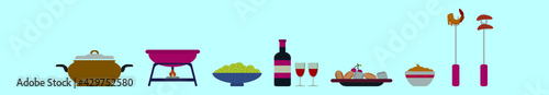 set of fondue cartoon icon design template with various models. vector illustration isolated on blue background