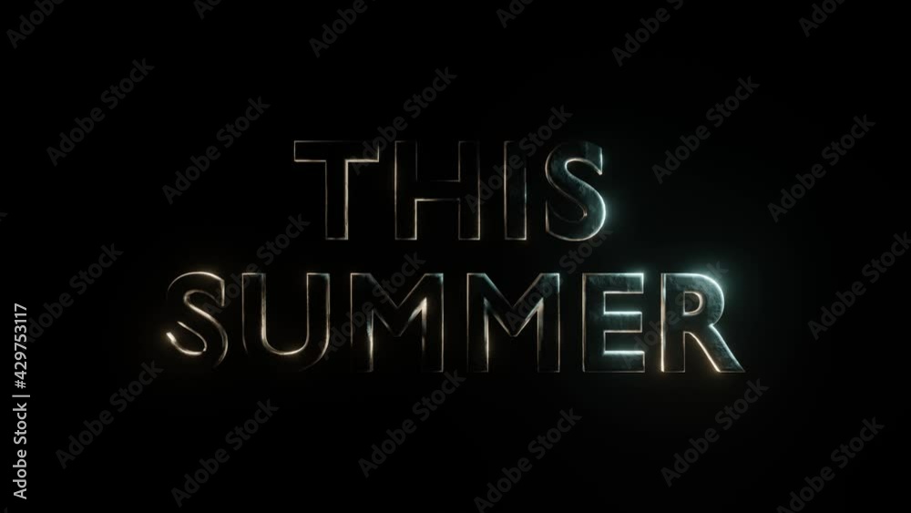 3D text This Summer. Metallic text shimmers in two colors on a black background 3D text This Summer. Metallic text shimmers in two colors on a black background