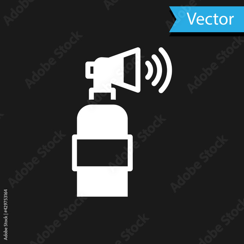 White Air horn icon isolated on black background. Sport fans or citizens against government and corruption. Vector