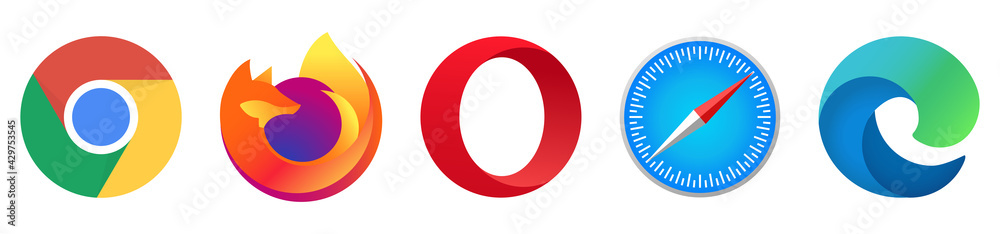 Vinnytsia, Ukraine - April 21, 2021: Set of popular logo internet ...