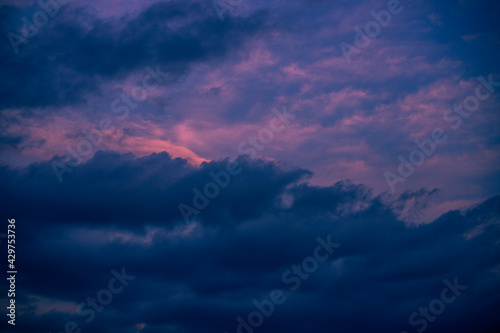 abstract background view of the colorful twilight sky.In the evening  the colorful changes  pink  orange  yellow  purple  sky  merge into the beauty of nature