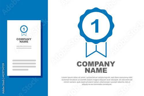 Blue Dog award symbol icon isolated on white background. Medal with dog footprint as pets exhibition winner concept. Logo design template element. Vector