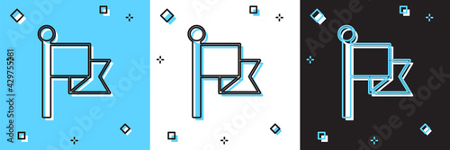 Set Flag icon isolated on blue and white, black background. Victory, winning and conquer adversity concept. Vector
