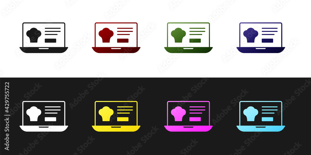 Set Online ordering and fast food delivery icon isolated on black and white background. Vector Set Online ordering and fast food delivery icon isolated on black and white background. Vector