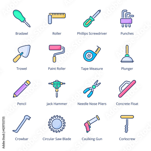 Tools Filled Icons - Stroked, Vectors