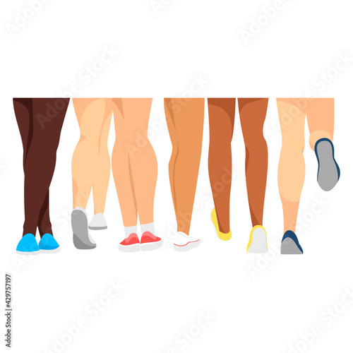 athletic legs. women. vector illustration. feet in sports shoes