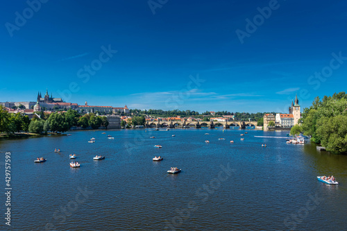 PRAGUE, CZECH REPUBLIC, 31 JULY 2020: Beautiful cityscape over the Vltava River © Stefano Zaccaria