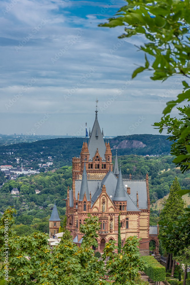 Schloss Drachenburg Castle is a palace in Konigswinter on the Rhine river near the city of Bonn, in Germany Schloss Drachenburg Castle is a palace in Konigswinter on the Rhine river near the city of Bonn, in Germany