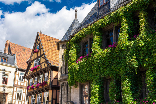 View of the beautiful city hall of Quedlinburg Germany