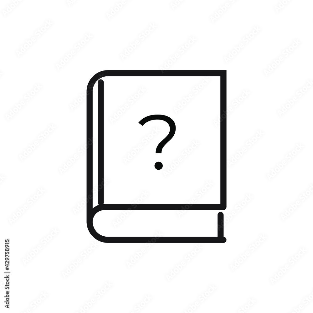 Flat style book vector icon with question mark Flat style book vector icon with question mark